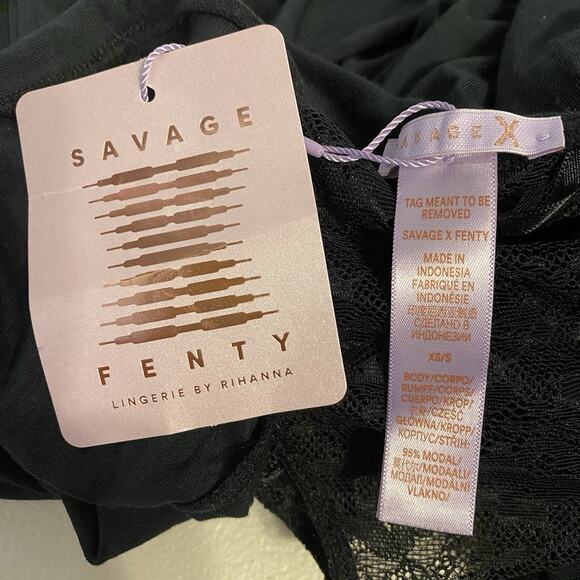 Savage Fenty Lingerie By Rihanna Black Lace Duster Robe Cardigan Kimono S/XS New - Picture 5 of 8